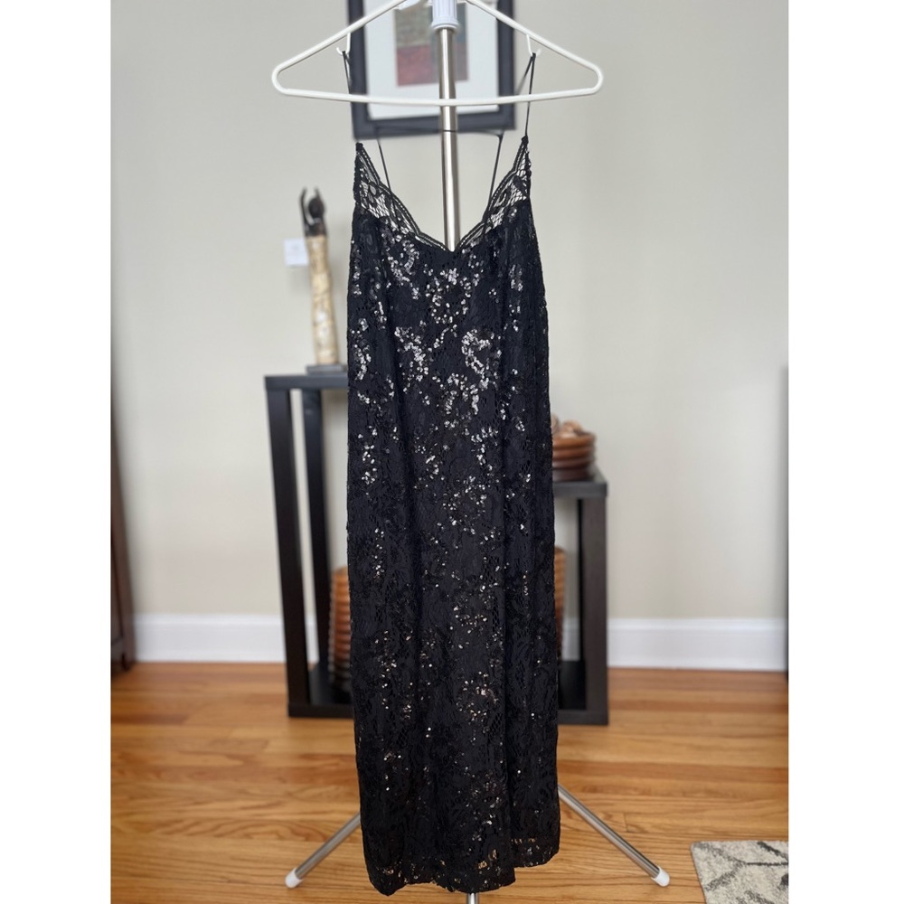 H&M MIDI-Length Sequined Black Dress